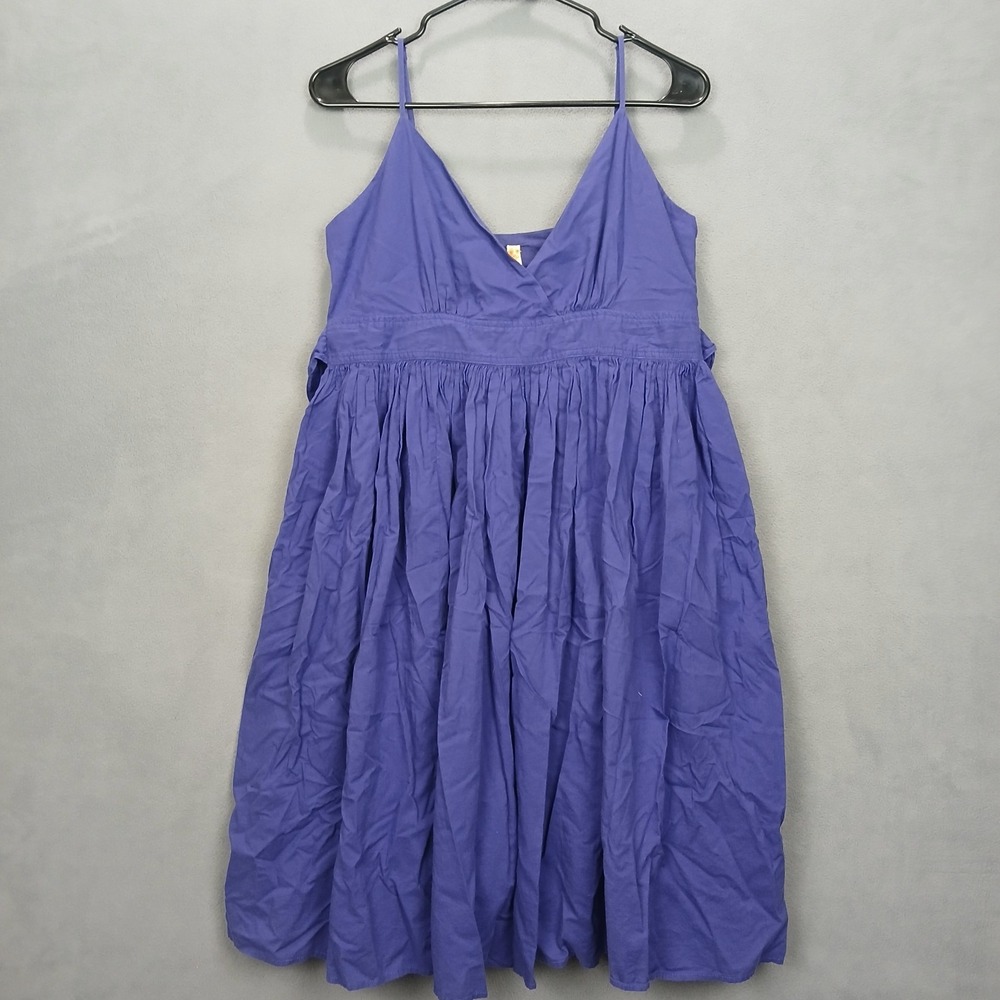 Maeve She Who Is Beautiful Midi Dress Womens 12 Blue Wrap V Neck Spaghetti Strap